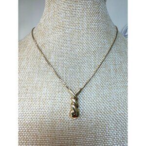 Monet Gold-Tone Twisted Knot Pendant Necklace With‎ 16" Chain